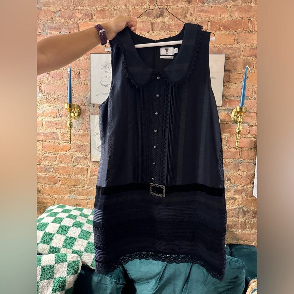 Target x Anna Sui belted drop waist black satin dress